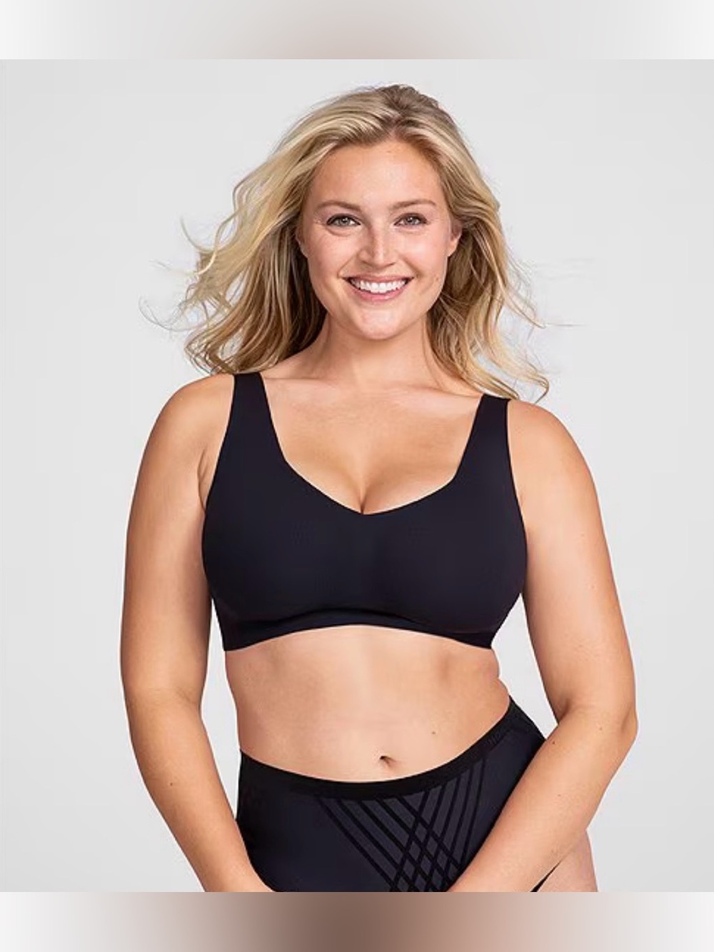 Honeylove V Neck Bra Wireless Women’s size XL Black